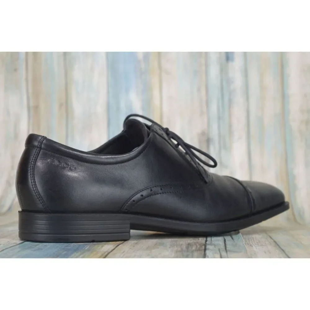 ECCO Melbourne Cap Toe Oxfords Men's Size 44 US 10 / 10.5 Black Leather Shoes